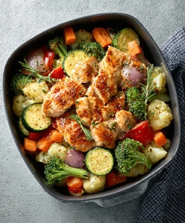 Air Fryer Chicken and Vegetables (in 15 minutes!)
