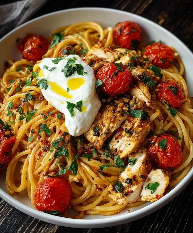 Chicken Spaghetti with Burrata