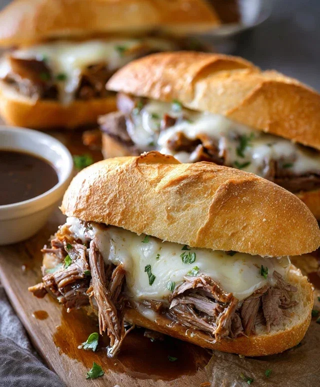 Crockpot French Dip Sandwiches