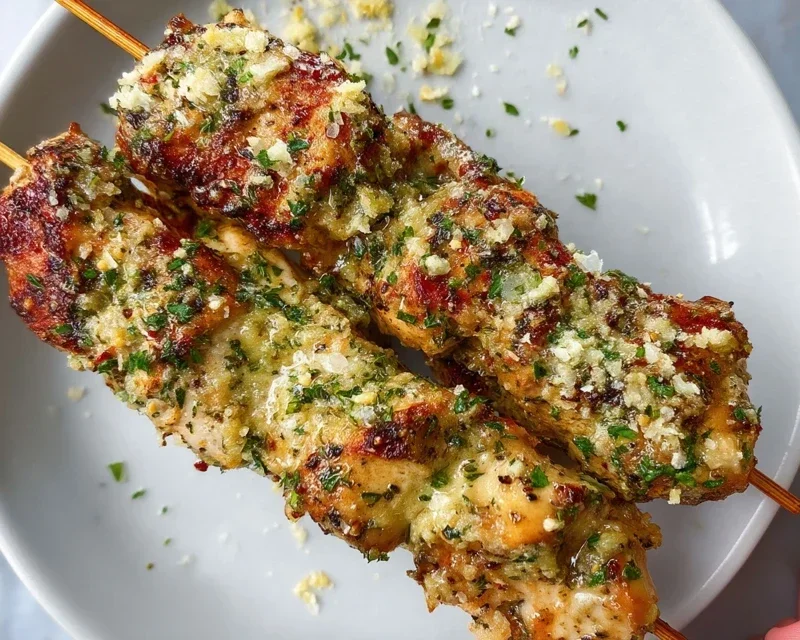 Ranch Garlic Parmesan Chicken Skewers
