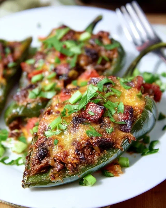 Brisket Stuffed Poblano Peppers