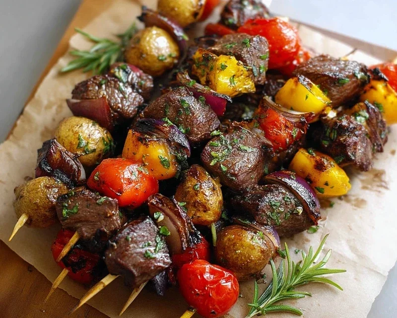 Rosemary Garlic Steak Kebabs