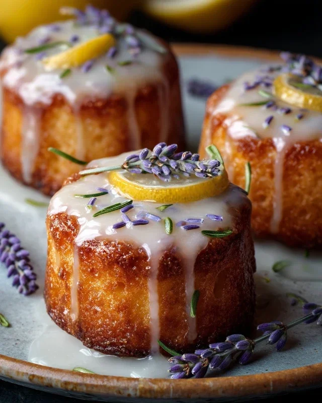 Mini Lemon Cakes With Lavender Glaze