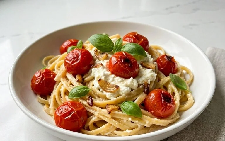 Roasted Tomato and Garlic Ricotta Pasta