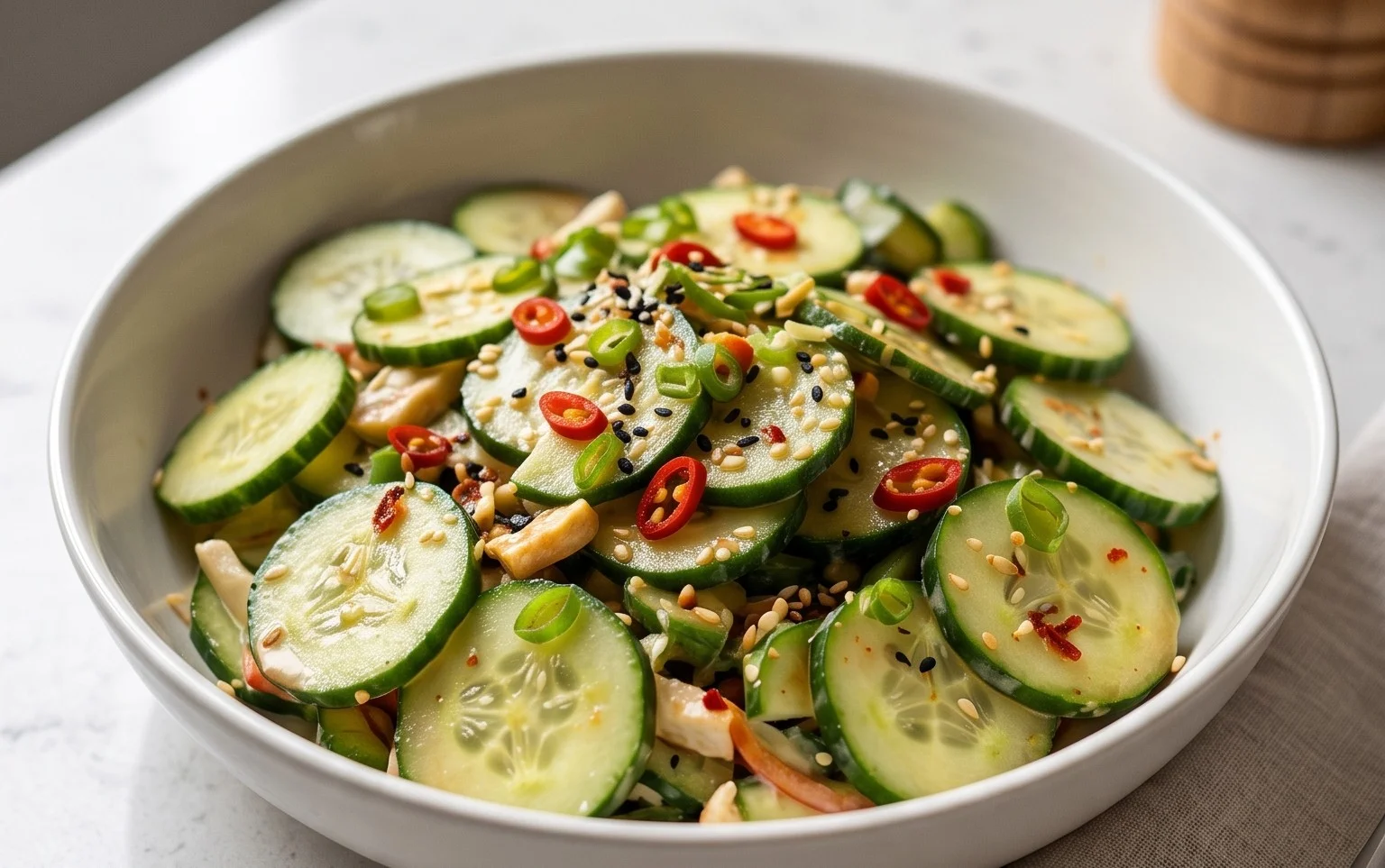 Creamy Asian Cucumber Salad Bowl
