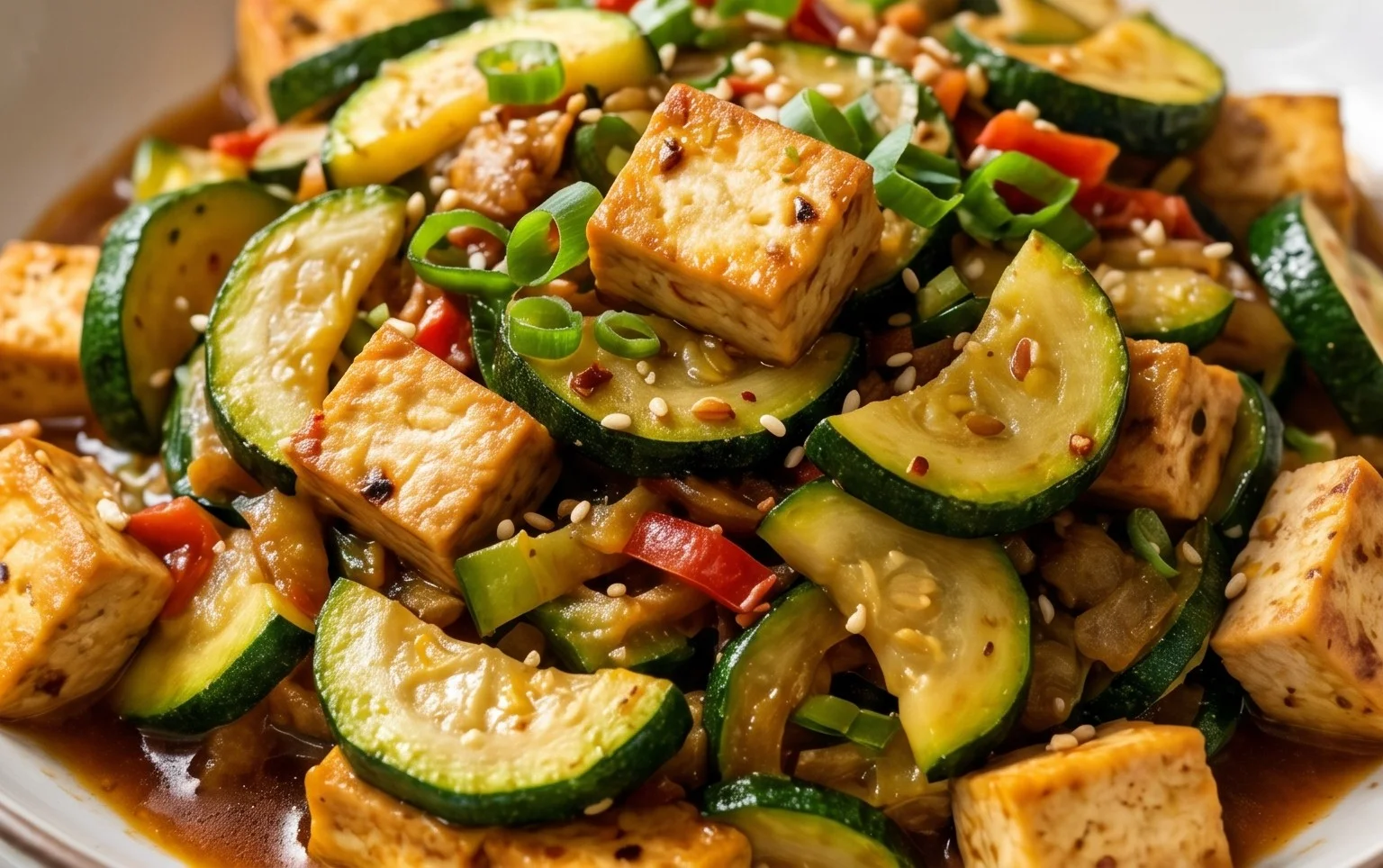 Zucchini Stir Fry With Tofu (Vegan)