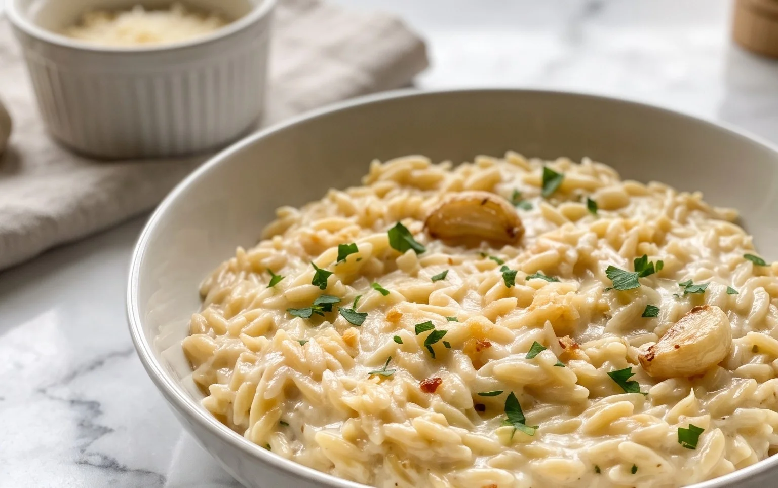 Creamy Garlic Parmesan Orzo