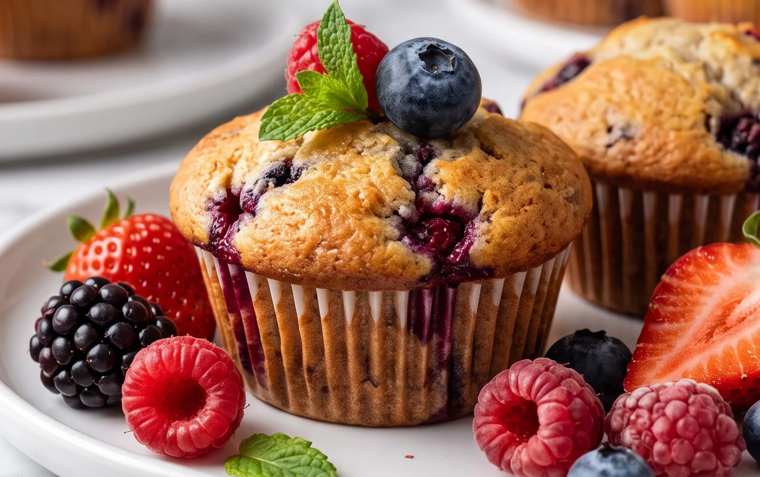 Bakery Style Mixed Berry Muffins | with Frozen Berries