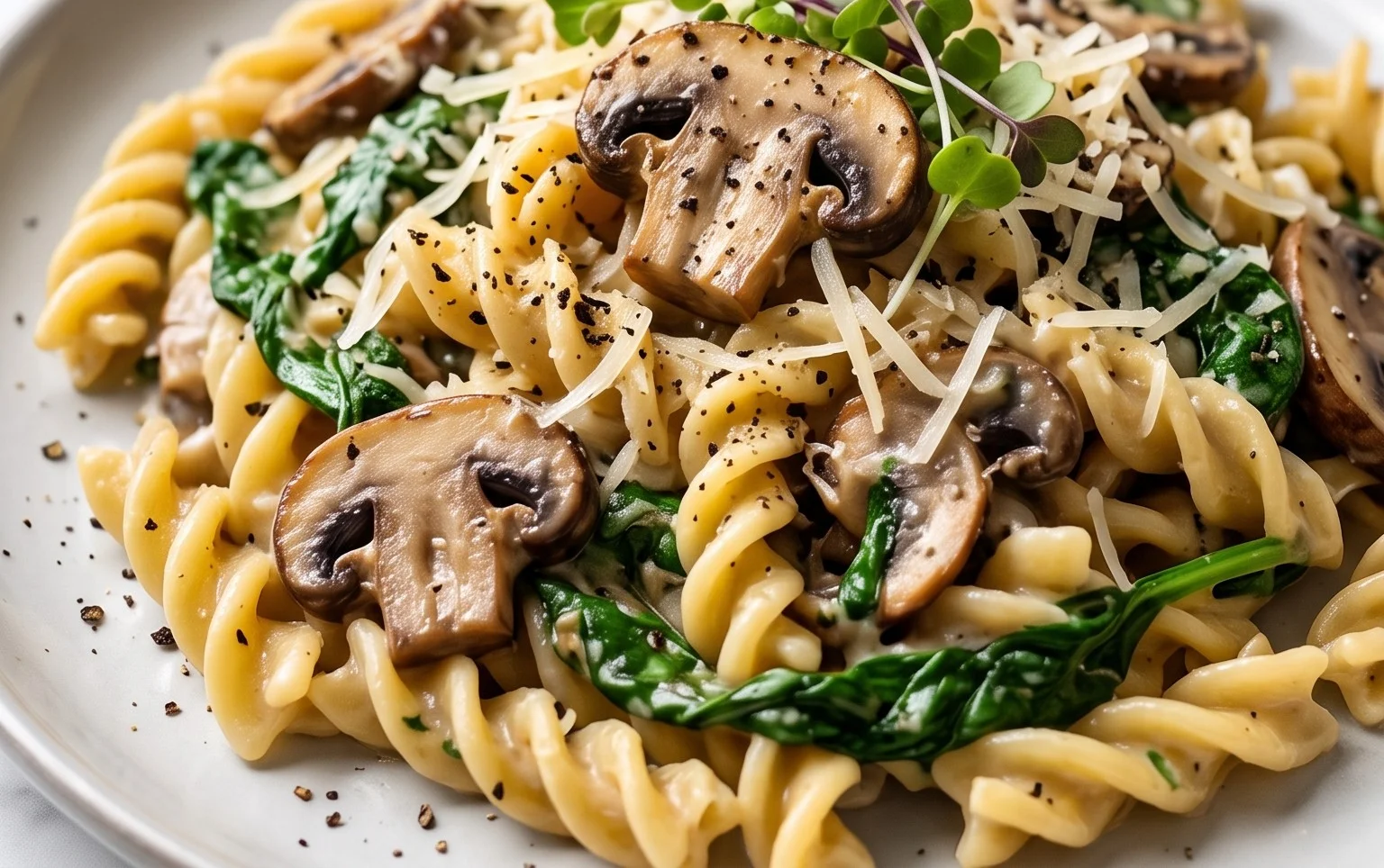 Parmesan Spinach Mushroom Pasta Skillet