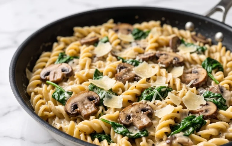 Parmesan Spinach Mushroom Pasta Skillet