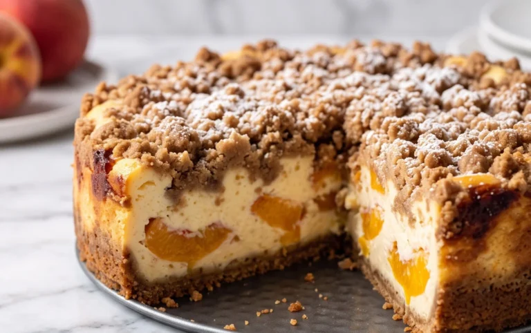 Peach Cream Cheese Cake with Streusel Topping