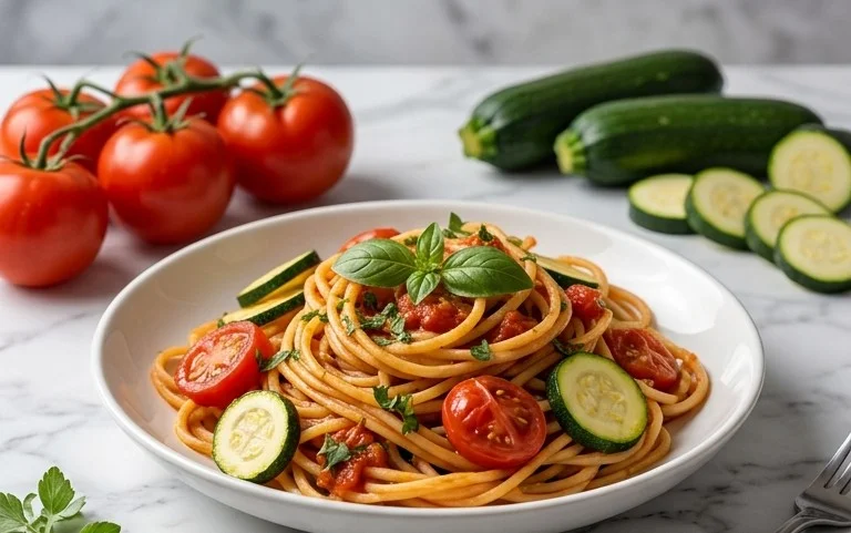Healthy Tomato Zucchini Pasta