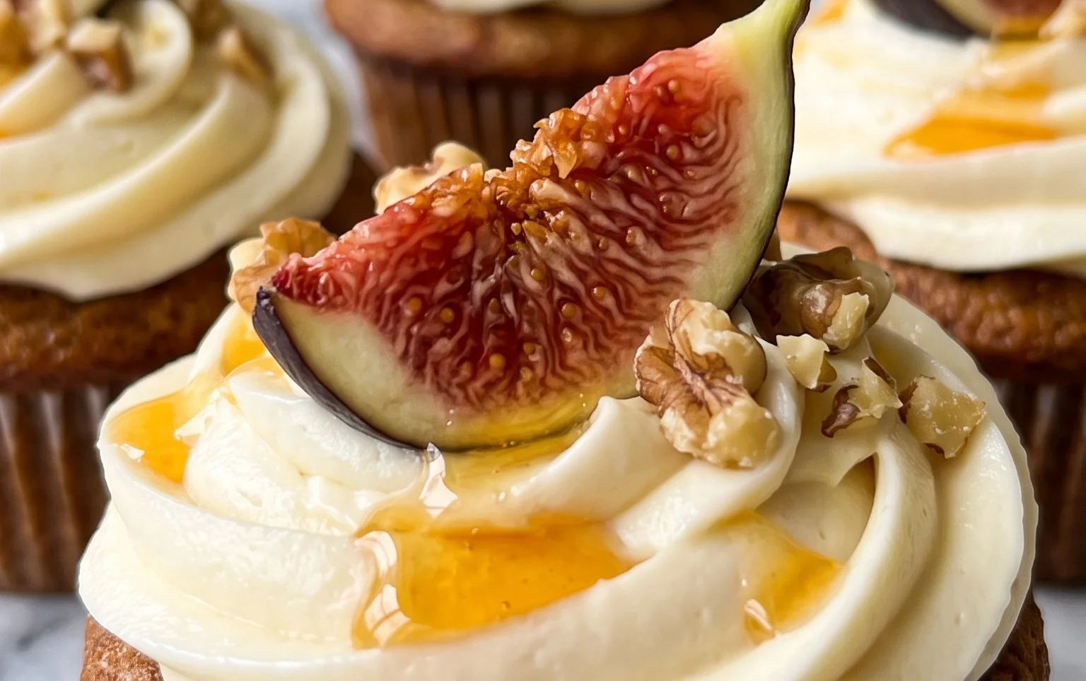 Fig Cupcakes with Honey Cream Cheese Frosting