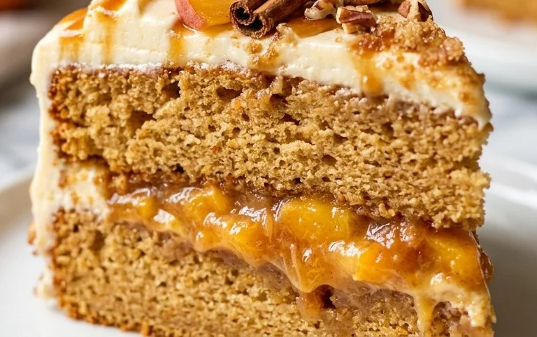 Brown Sugar Layer Cake with Peach Filling