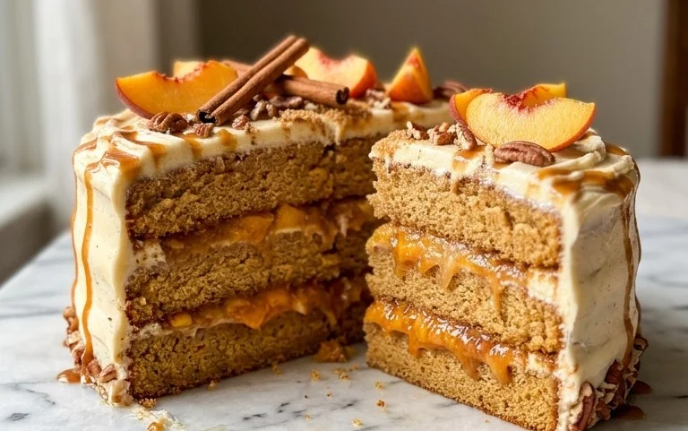 Brown Sugar Layer Cake with Peach Filling