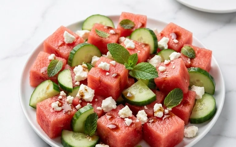 Watermelon Salad with Cucumber and Feta