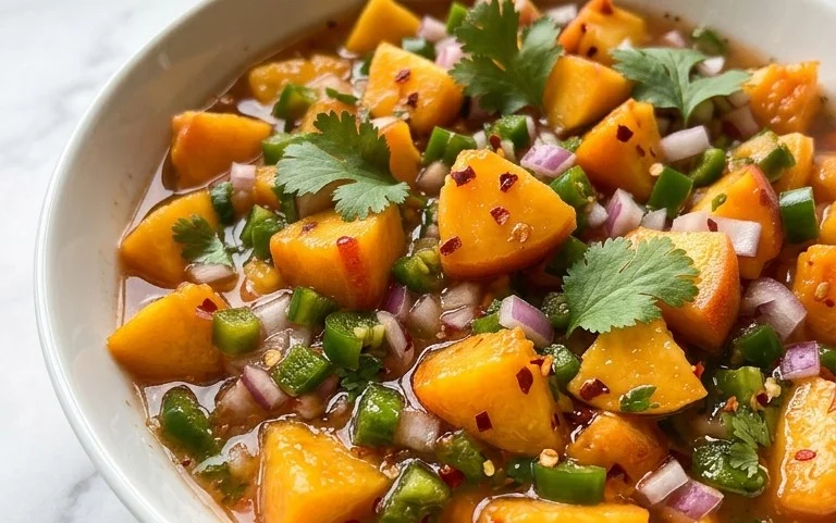 Sweet & Spicy Peach Salsa Canning Recipe