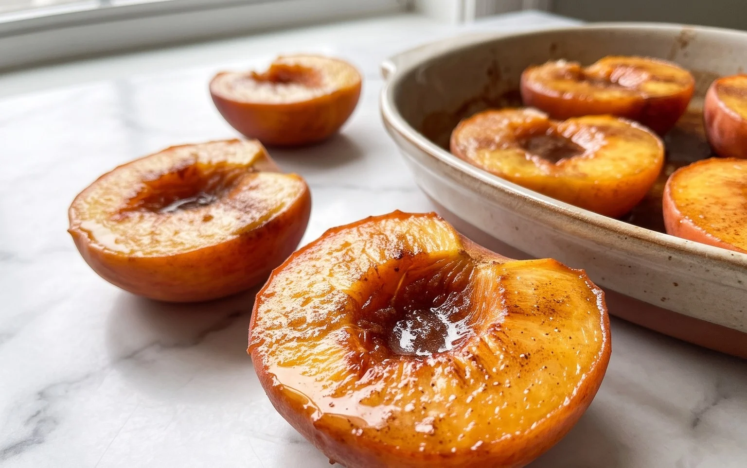 Cinnamon Sugar Baked Peaches