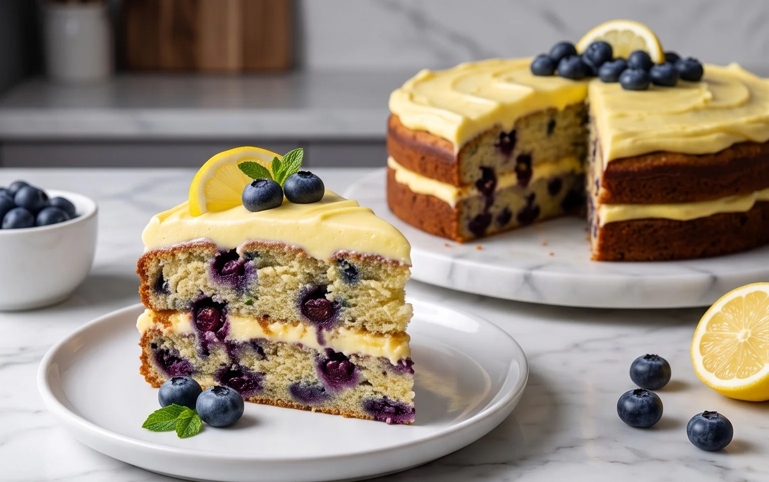 Blueberry Zucchini Cake with Lemon Buttercream