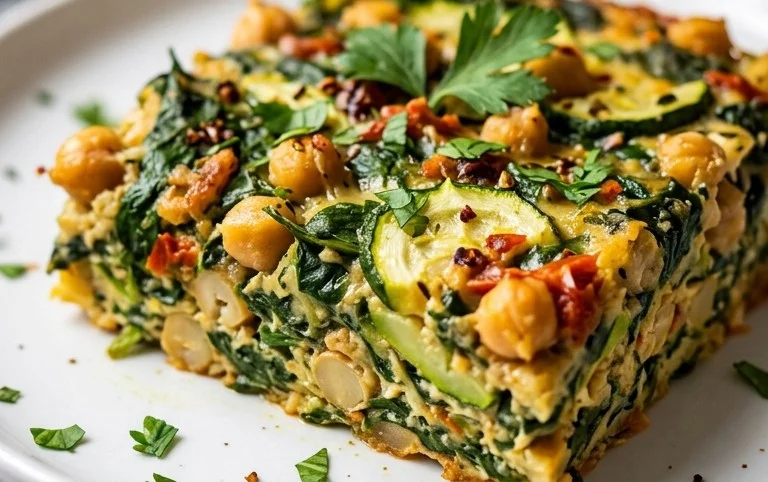 Spinach Zucchini Chickpea Bake
